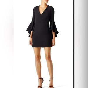 ⭐️💃MILLY💃⭐️ size 6 black V-neck bell sleeve mini dress.